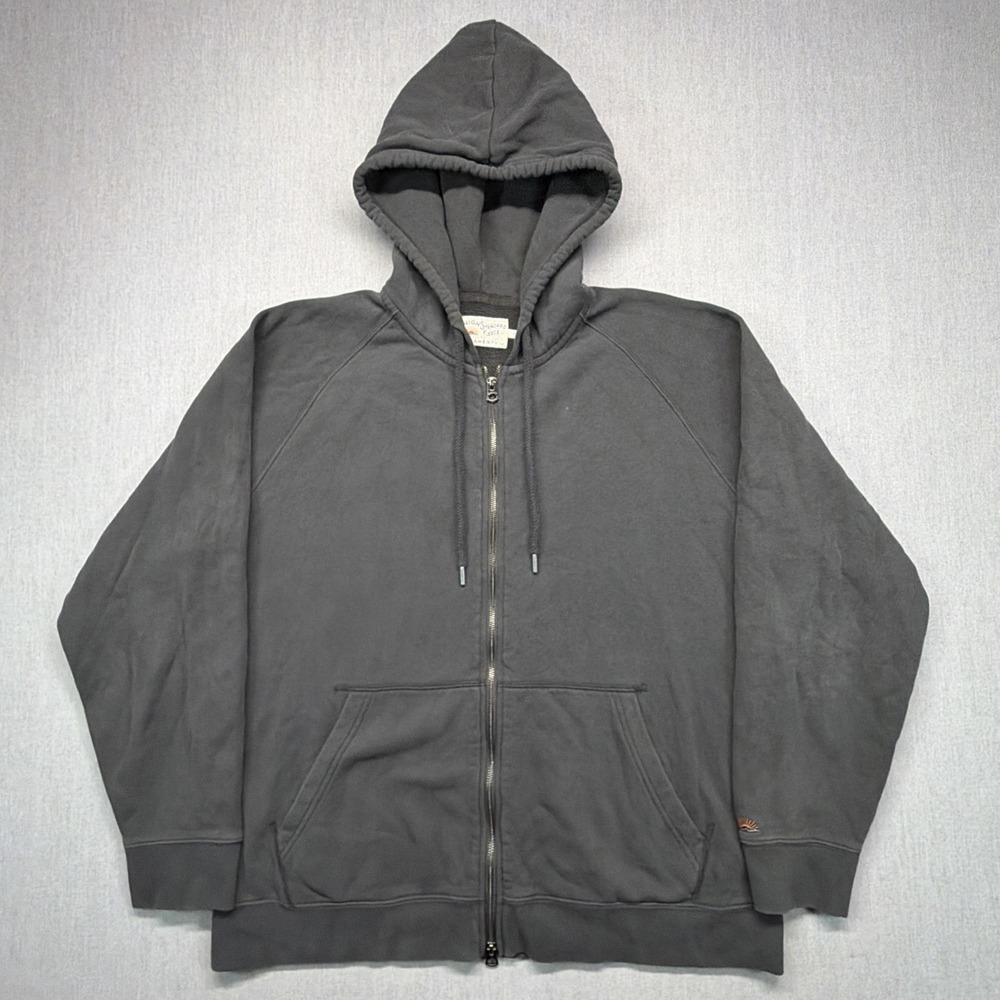Faherty Full Zip Hoodie Mens XL Sunwashed‎ Gray Organic Cotton Coastal Peru